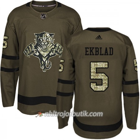 Män Ishockey Florida Panthers Tröja Aaron Ekblad 5 Adidas 2017-2018 Camo Grön Authentic